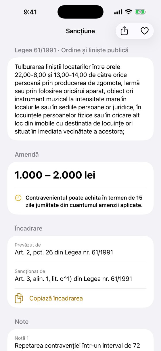 Ecranul unei sancțiuni: amenda, plata în 15 zile și încadrarea