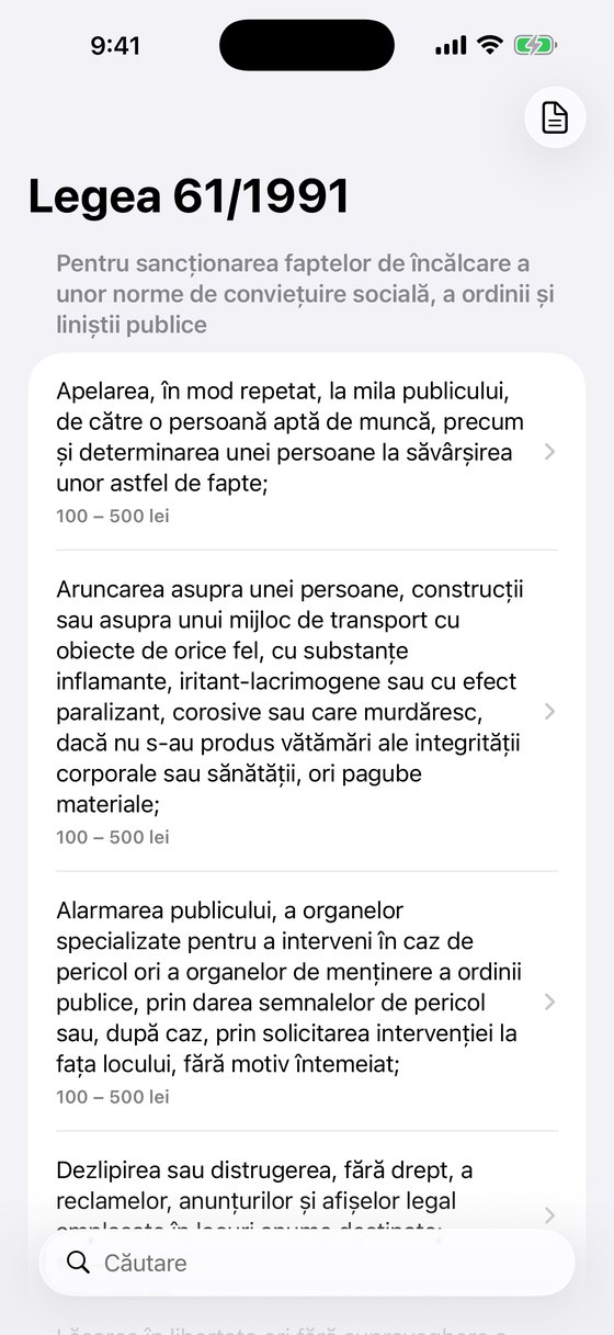 Lista contravențiilor dintr-o lege, cu amenzile