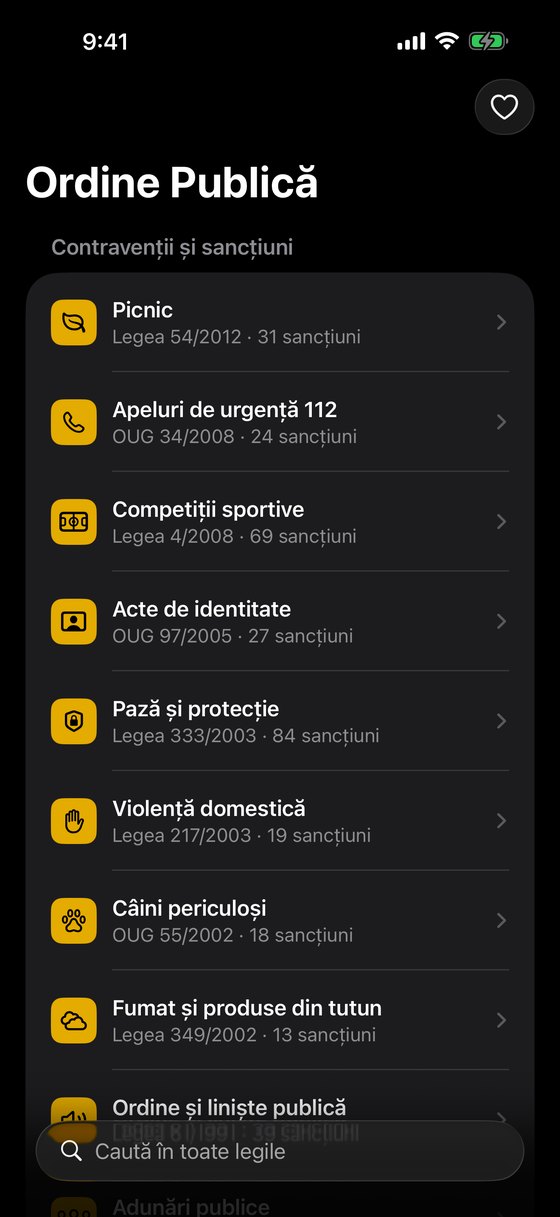 Ecranul principal în mod întunecat